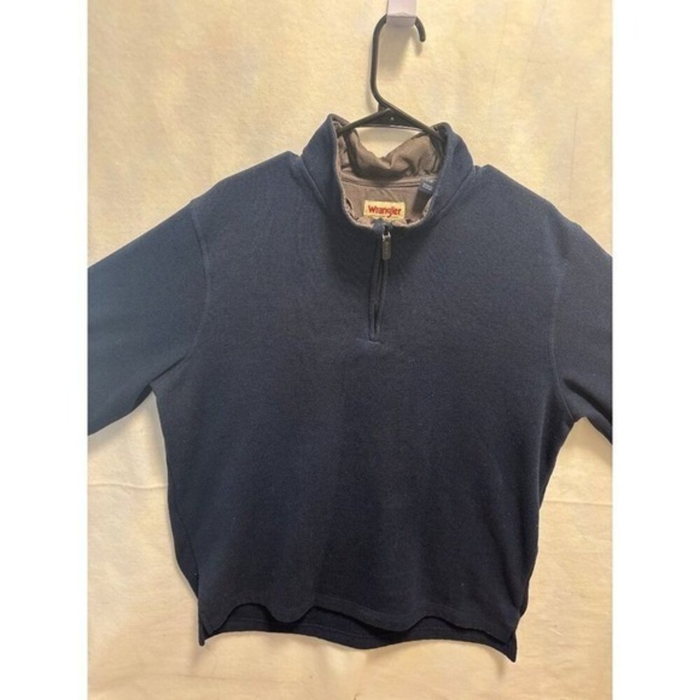 Wrangler Authentics Mens Navy Blue Quarter Zip Pullover Sweatshirt L G